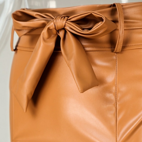 🏆HP🏆1 XL left* Cognac Faux Leather Mini Skirt - Picture 9 of 9